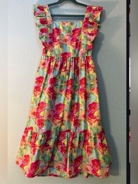 PEYTON & PARKER FLORAL MIDI COTTON DRESS SMALL NWOT
